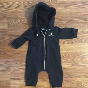 Jordan Black and Gold Hooded Footies One Piece